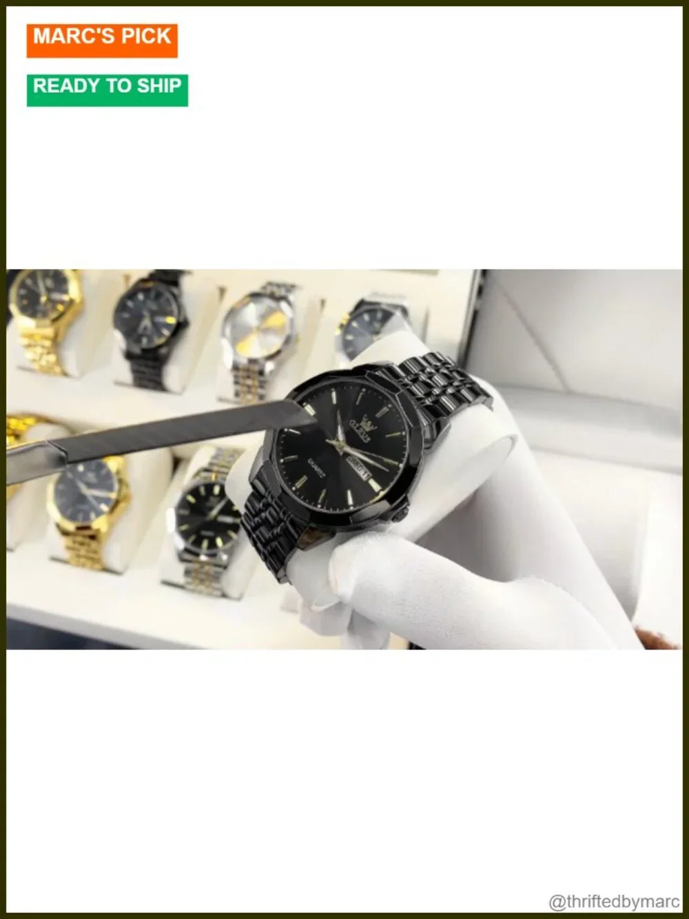 Diamond Business Dress Quartz Stainless Steel Waterproof Luminous Date Two Tone